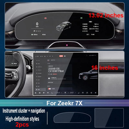16 et 13.02 pouces pour Zeekr 7X accessoires CX1E 2024 2025 2026 voiture verre trempé GPS écran Film de protection Console centrale