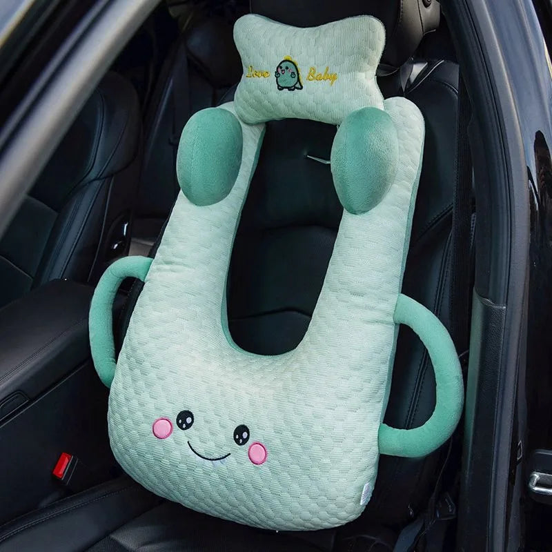Ceinture de sécurité de voiture pour enfants, dispositif de couchage de voiture haut de gamme, oreiller de siège arrière pour les promenades longue distance, oreiller fixe pour bébé