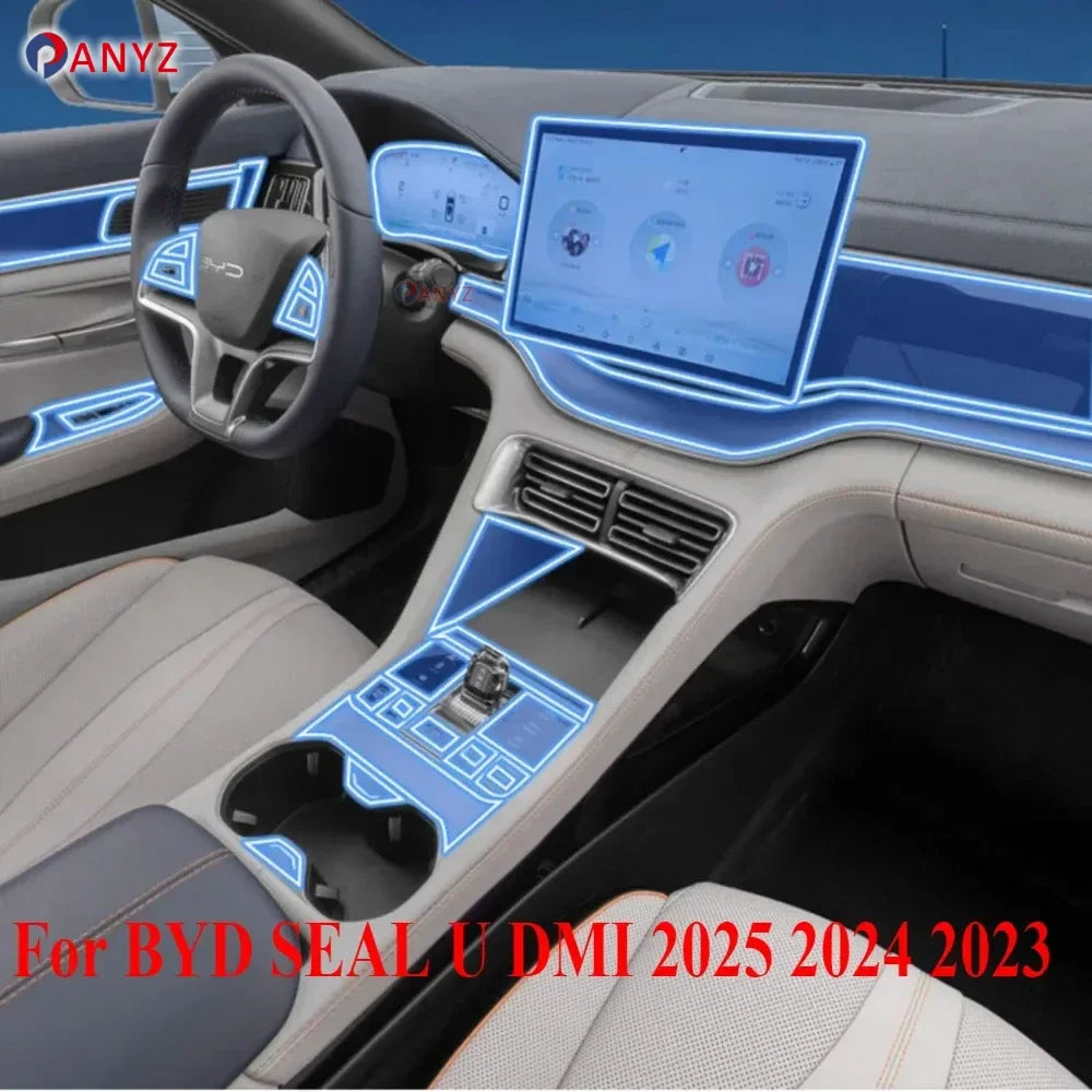 Film intérieur Transparent en TPU pour panneau d'engrenage, autocollant de Protection PPF pour Console centrale BYD SEAL U DMI 2025 2024 2023