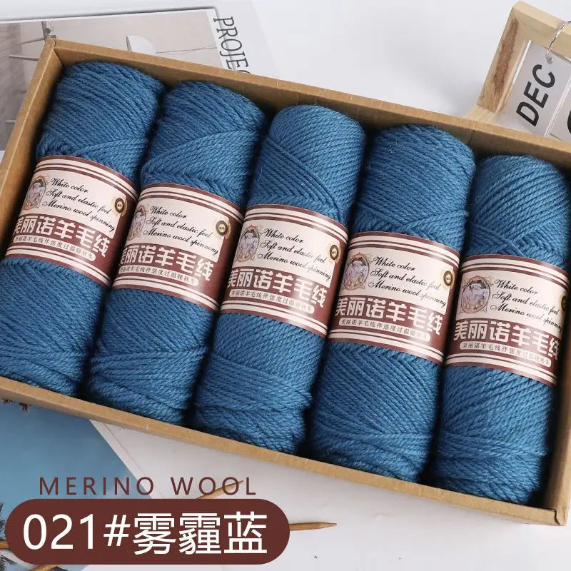 Fil de laine mérinos épais au Crochet à la main, 500 g/ensemble, pour chapeaux, manteaux, pulls, fil de laine mérinos doux pour la peau, gonflé, doux et chaud
