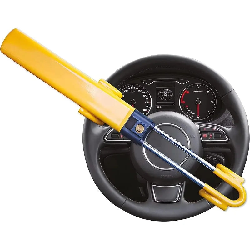 Verrou de volant de voiture universel, dispositif antivol, verrouillage de roue, Clip de longueur réglable, verrouillage à Double crochet jaune