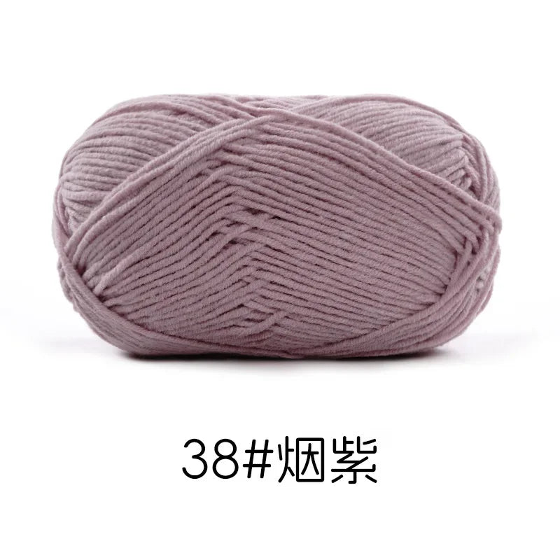 Pelote de Fil de Coton de Lait Peigné à 4 Brins, Laine Douce pour Crocheter et Tisser à la Main, 50g Chacun. 120M)