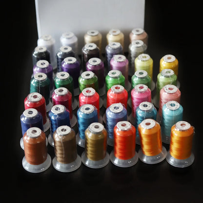 Ensemble de 40 couleurs Brother, fil à broder en Polyester Premium 120D/2, bobine de 500 mètres, Babylock Janome Singer Home Machine 40WT