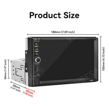 VENBES 7 pouces autoradio universel Mirrorlink Bluetooth FM caméra de recul 1 DIN Auto Audio
