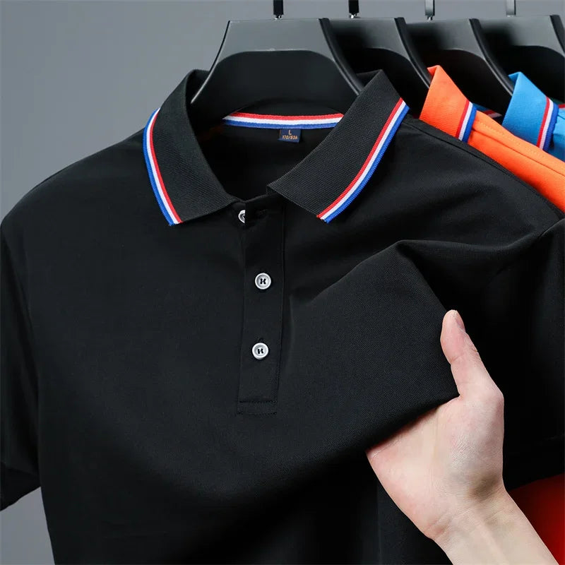 Polo décontracté à manches courtes pour hommes, couleur unie, haut polyvalent, à la mode et confortable, nouvelle collection été 2025