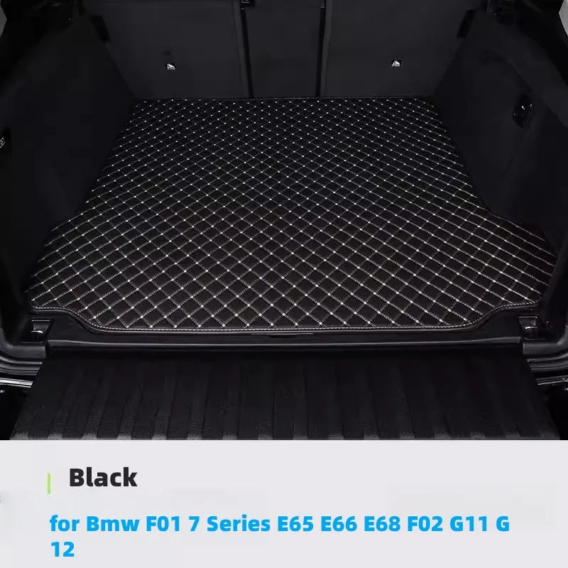 Tapis de coffre de voiture en cuir artificiel personnalisé, pour Bmw F01 série 7 E65 E66 E68 F02 G11 G12, accessoires d'intérieur de voiture, détails
