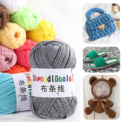 Fil en tissu élastique de 100g 30m de haut, épais, fait à la main, sac tricoté au Crochet, panier de rangement, paquet de matériel de fil au Crochet