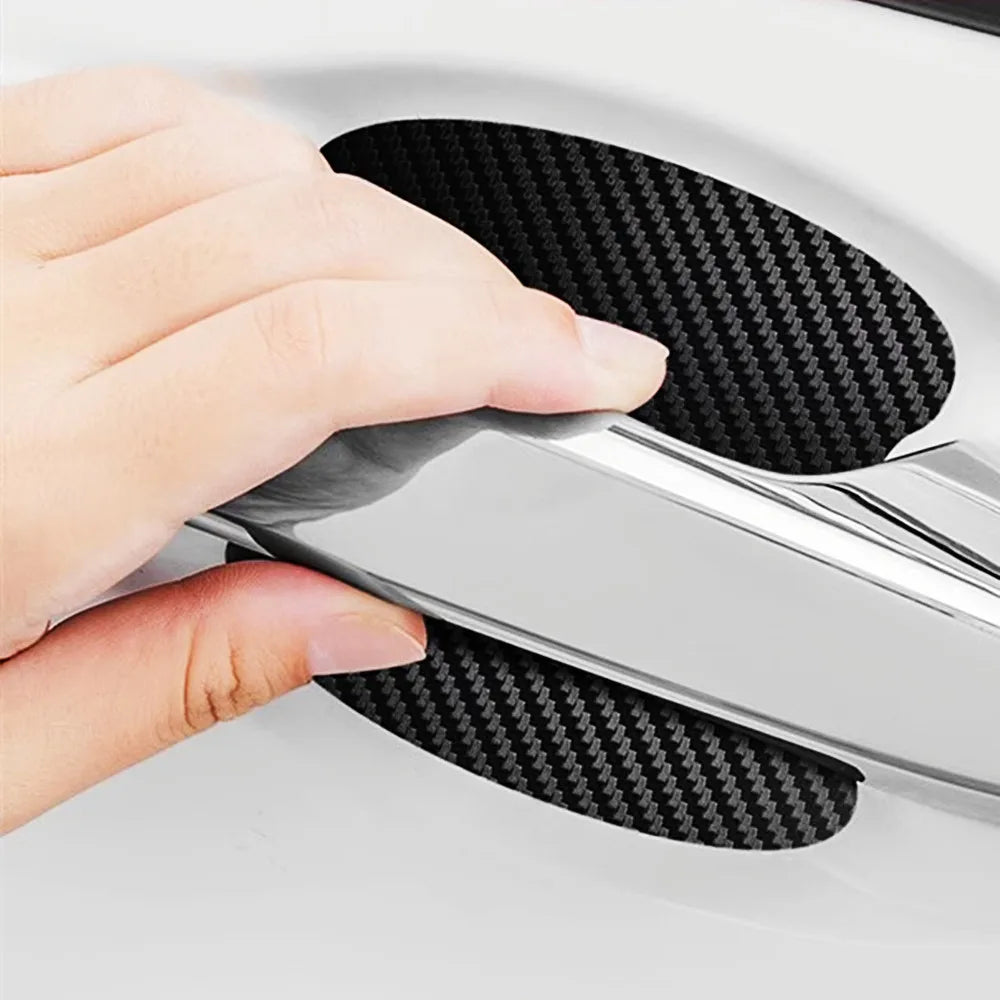 Autocollant universel de protection contre les rayures pour poignée de porte de voiture, accessoires de protection en Fiber de carbone pour poignée de porte Automobiles, 4 pièces/ensemble