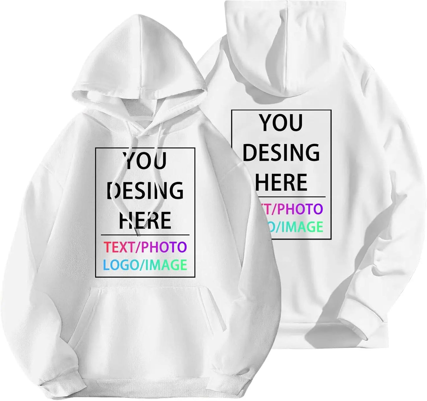 Sweat à capuche personnalisé pour hommes et femmes, concevez votre propre sweat à capuche personnalisé avec ajoutez votre texte et Photo, hauts à cordon réglable