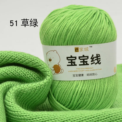 Fil spécifique pour bébé 50g, coton de lait protéiné en soie, fil de matériel de poupée de pull de chapeau tissé à la main, doux pour la peau avec une élasticité