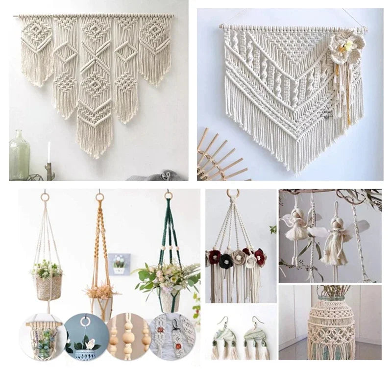 Corde en macramé de 2mm 100M, ficelle de coton, artisanat, couture, tentures murales faites à la main, style bohémien, décoration de maison pour fête de mariage