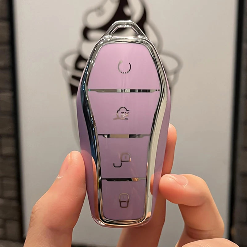 Étui pour clé de voiture en TPU à 4 boutons, housse de protection pour télécommande BYD Atto 3 Han EV Dolphin, accessoires automobiles