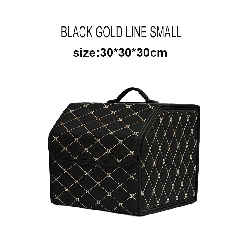 Boîte de rangement de coffre de voiture, grande capacité, sac de rangement d'outils multi-usage automobile, rangement pliable en cuir pour boîte de rangement d'urgence
