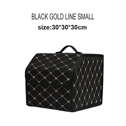 Boîte de rangement de coffre de voiture, grande capacité, sac de rangement d'outils multi-usage automobile, rangement pliable en cuir pour boîte de rangement d'urgence
