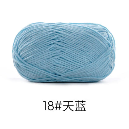Pelote de Fil de Coton de Lait Peigné à 4 Brins, Laine Douce pour Crocheter et Tisser à la Main, 50g Chacun. 120M)