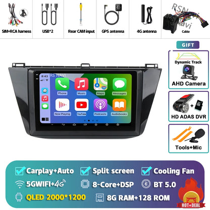 Android 15 Carplay Auto 2K écran autoradio lecteur multimédia pour Volkswagen Tiguan 2 Mk 2016 2017-2019 2 din Autoradio stéréo