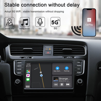 Adaptateur CarPlay sans fil IOS ou Android Auto sans fil 5G WiFi type-c USB Plug Play CarPlay sans fil