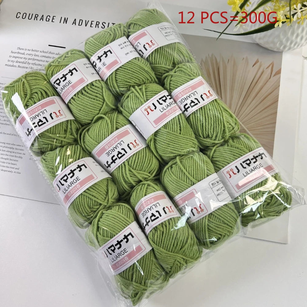 12 pièces 300g fil de lait fait à la main grossier bricolage tissage boule de fil pour pull chapeau écharpe et autres vêtements doux Crochet fil à tricoter