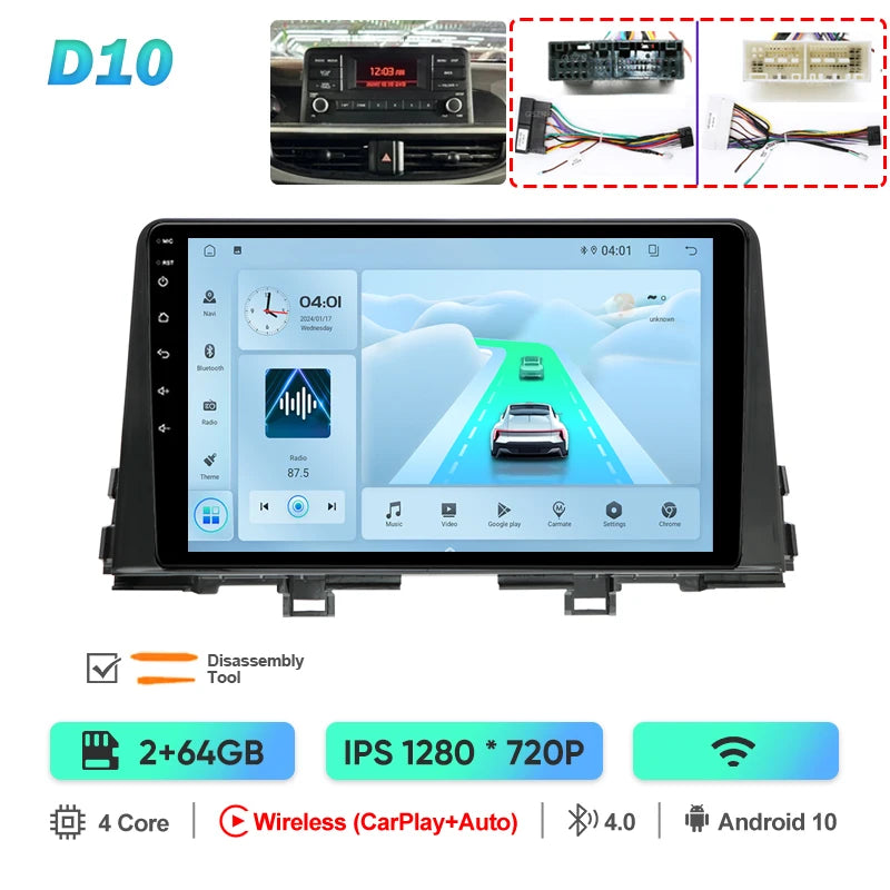 QSZN pour KIA Picanto Morning 3 JA 2018 - 2019 Android 13 autoradio lecteur vidéo multimédia CarPlay Auto 4G GPS Navigation stéréo