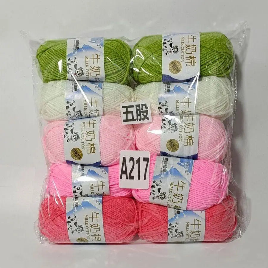 Fil de coton au lait de couleurs mélangées, 10 pièces, 500g, 5 plis, ensemble de fils au Crochet doux, fleurs tricotées à la main, fils peignés artisanaux au Crochet