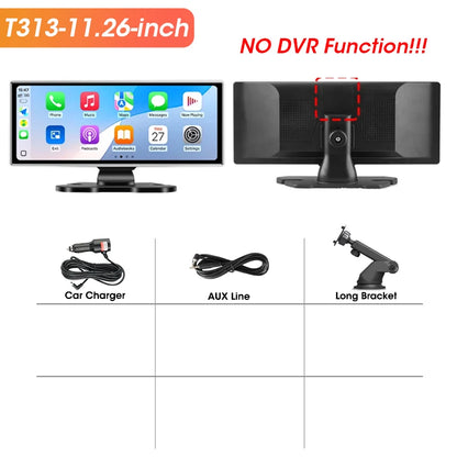 11.26 pouces Dash Cam 4K voiture DVR sans fil Carplay et Android Auto GPS Navigation enregistreur vidéo tableau de bord double objectif 5G Wifi FM AUX