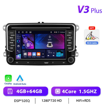 Podofo 7 "9" CarPlay Android autoradio pour Volkswagen VW Golf Passat JETTA Skoda siège voiture système Intelligent 2din GPS autoradio