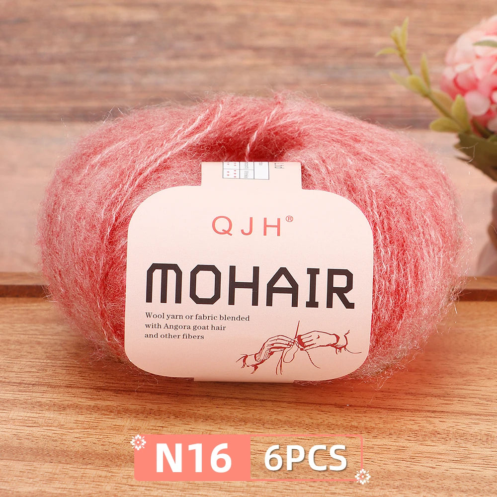 Fil Mohair doux et chaud, 6 paquets/150g, chaussettes de pull en tricot faites à la main, fil d'écharpe châle au Crochet, 60% Mohair, 40% acrylique