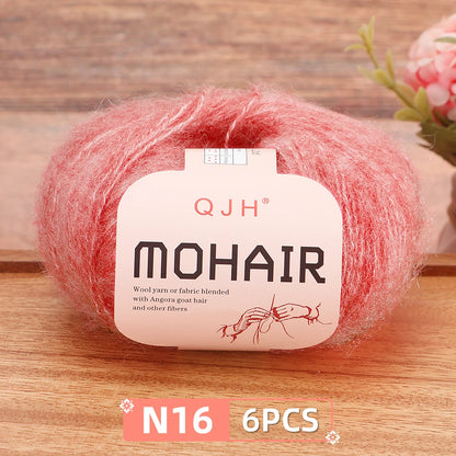Fil Mohair doux et chaud, 6 paquets/150g, chaussettes de pull en tricot faites à la main, fil d'écharpe châle au Crochet, 60% Mohair, 40% acrylique