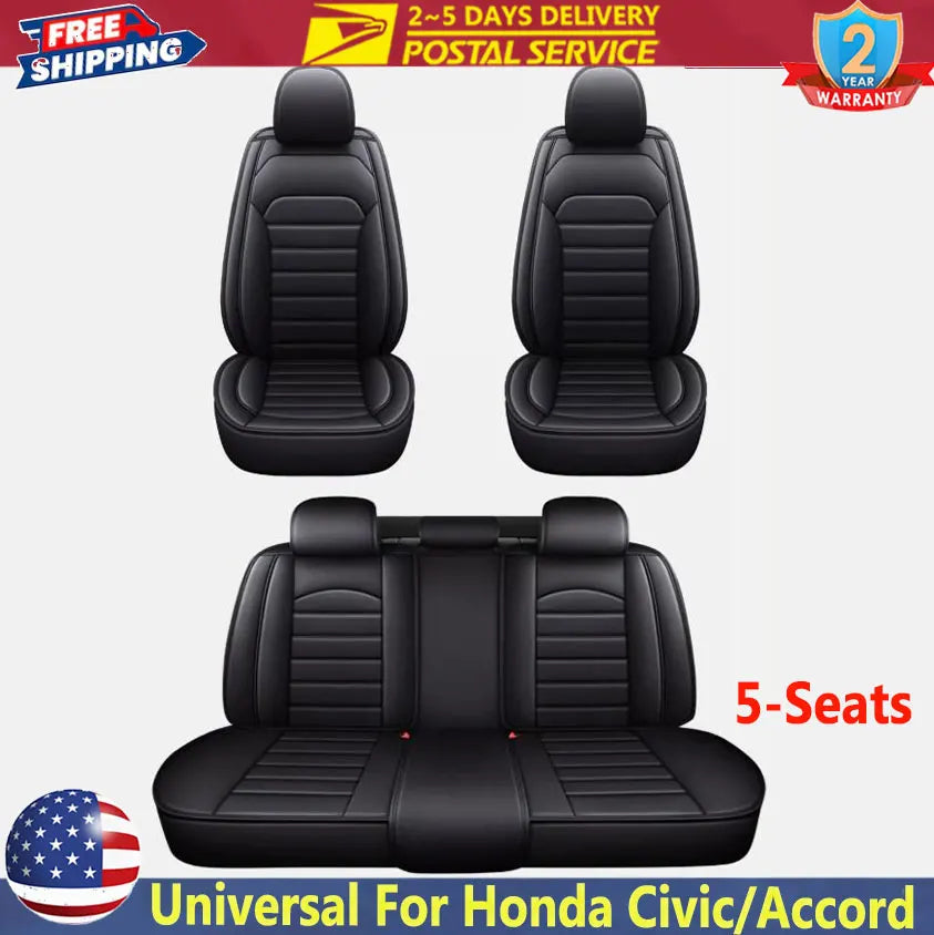 Housses de siège de voiture universelles en cuir pour Honda Civic/Accord/CR-V housse de siège de voiture en cuir PU 2/5 sièges avant et arrière berline SUV intérieur