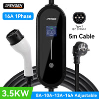 IPENGEN – chargeur EV Portable 3,5 kw, câble de 5M, connecteur Type2 IEC62196/ GB/T 16A, 1 phase, Type 1, boîte murale de chargement pour véhicule électrique