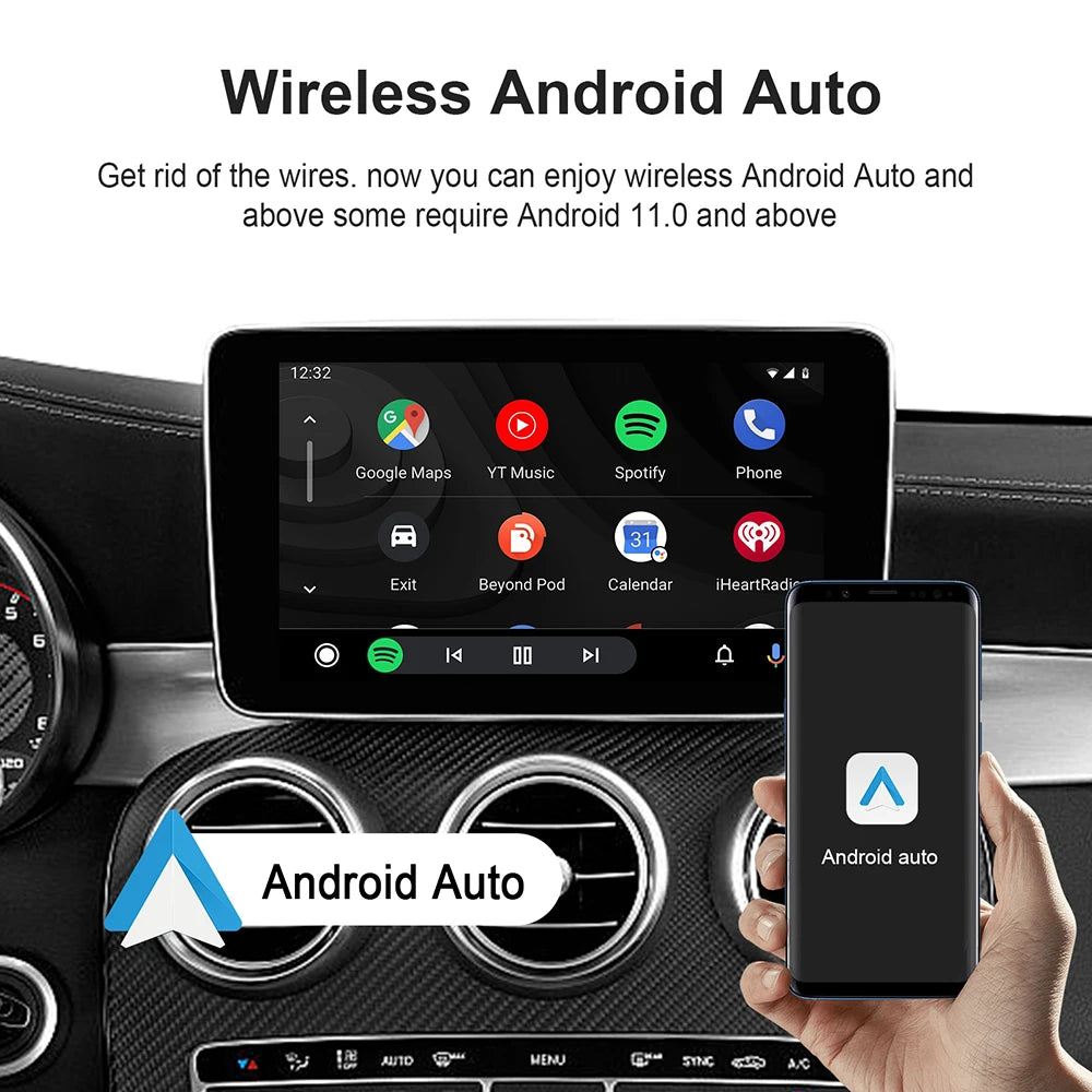 2026 Android 3In1 CarPlay Ai Box sans fil Android Auto USB adaptateur pour Youtube Netflix universel TV Box Plug and Play voiture jouer