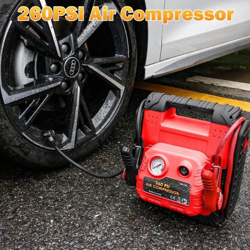 Démarreur de saut Portable pour batterie de voiture 1800A, outil d'urgence 12V, démarreur de saut automatique avec compresseur d'air pour voiture