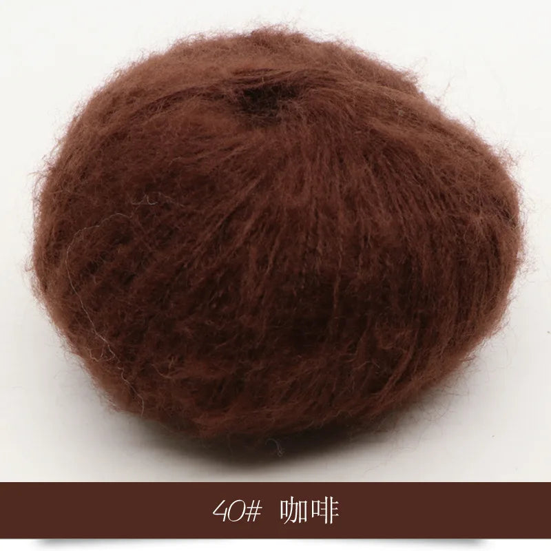 Fil Mohair tricoté à la main, 25g, 1 pièce, ligne de laine chaude au Crochet, pull shwal, écharpe