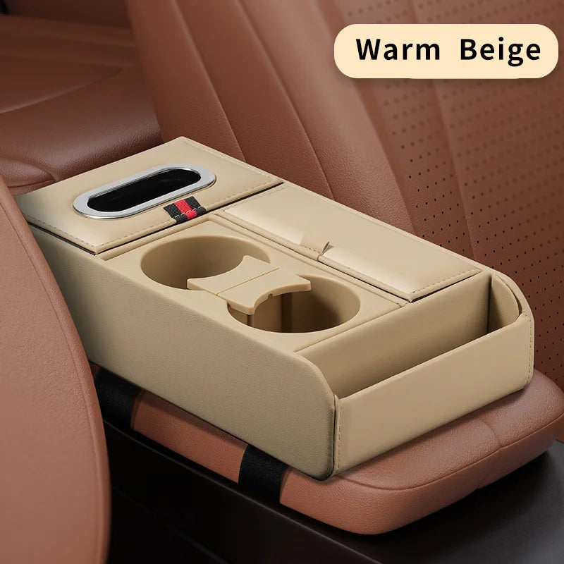 Boîte de rangement d'accoudoir de voiture, coussin de rehaussement, boîte à mouchoirs, support de verre d'eau, boîte de rangement multifonctionnelle pour voiture, coussin d'accoudoir de Console