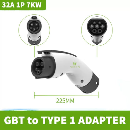 WUFEN pour 4 adaptateur de chargeur EV Standard Type 1/Tesla vers Gbt convertisseur 7kw Type 2/gbt à J1772 adaptateur 32A charge de voiture électrique