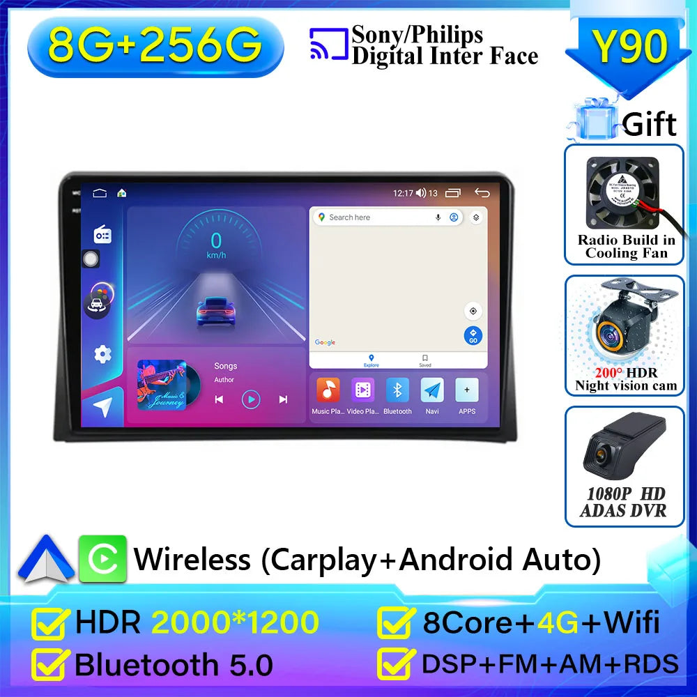 Pour Volkswagen Multivan T5 2003 2004 -2015 autoradio Carplay Navigation GPS Android Auto Android 15 affichage stéréo No 2din WiFi