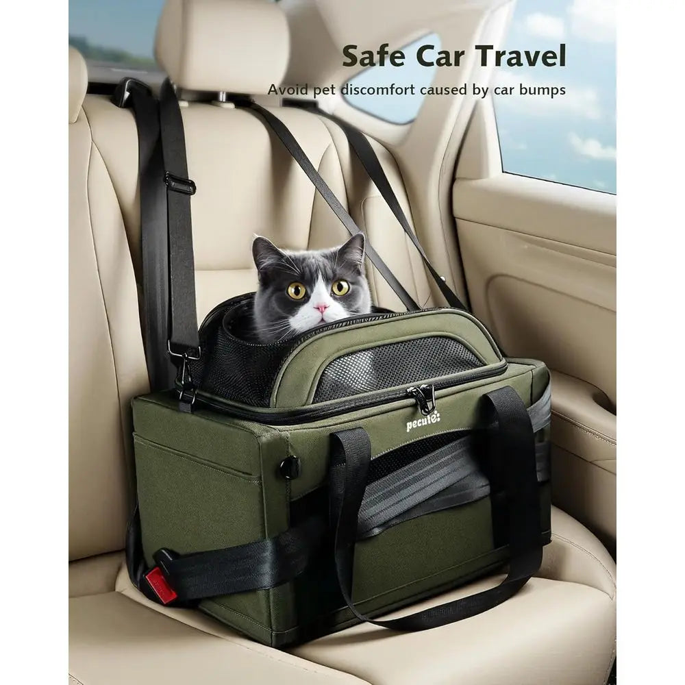 Pecute – porte-animaux extensible pour chiens et chats, approuvé par la compagnie aérienne, respirant, doux, avec fermetures éclair de verrouillage, sac de voyage pour animaux de compagnie pour S