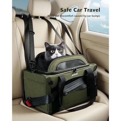 Pecute – porte-animaux extensible pour chiens et chats, approuvé par la compagnie aérienne, respirant, doux, avec fermetures éclair de verrouillage, sac de voyage pour animaux de compagnie pour S