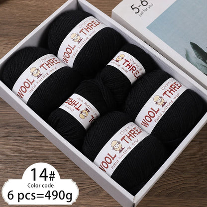 Fil de laine d'aldéhyde moyen, production de bricolage fin, tricoté à la main, pull chaud à la mode, écharpe et chapeau, boule de fil, 500g