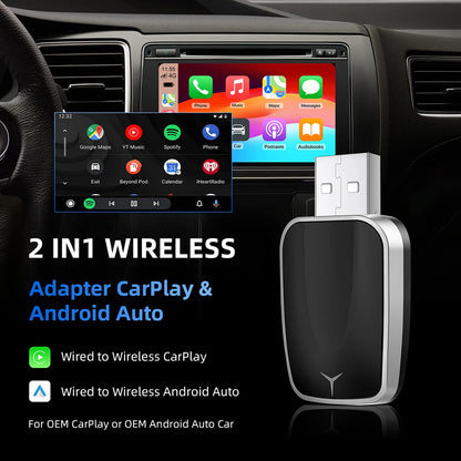Carplay AI Box sans fil 2 en 1, Android Auto Plug And Play, Applicable à convertir la voiture d'origine, Wired Carplay en sans fil, nouveauté 2026