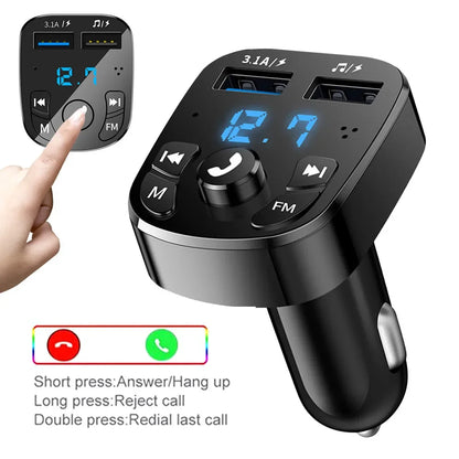 Chargeur de voiture transmetteur FM, Bluetooth, audio, tourisme, USB, lecteur MP3, autoradio, mains libres, 3,1 A, charge rapide, accessoires de voiture