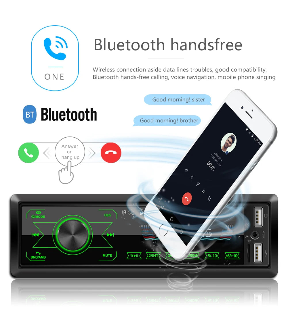 Hikity 1 DIN Lecteur MP3 de voiture à écran tactile intégré 12V Radio stéréo Bluetooth FM USB SD AUX-IN 12V Autoradio avec télécommande