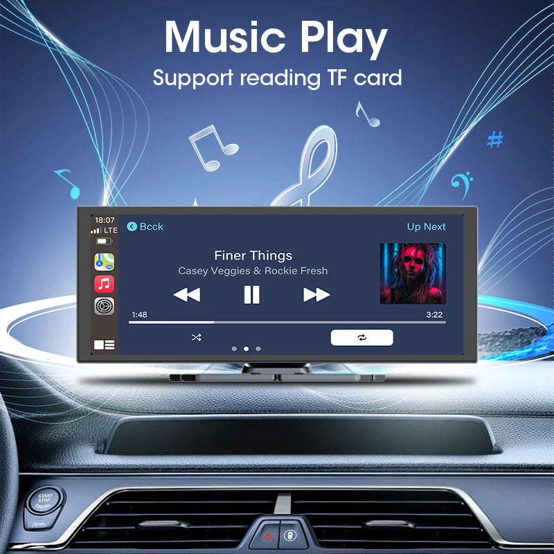 Jansite Portable 11.26 pouces 4K DVR sans fil CarPlay et Android Auto Dash Cam écran de voiture enregistreur vidéo 5G WIFI Navigation