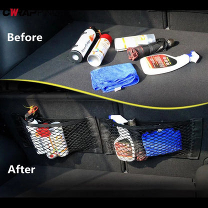 Filet de rangement pour siège arrière de voiture, sac de rangement, maille arrière, sangles élastiques réglables, véhicule antidérapant pour SUV berline, outils d'intérieur automobile