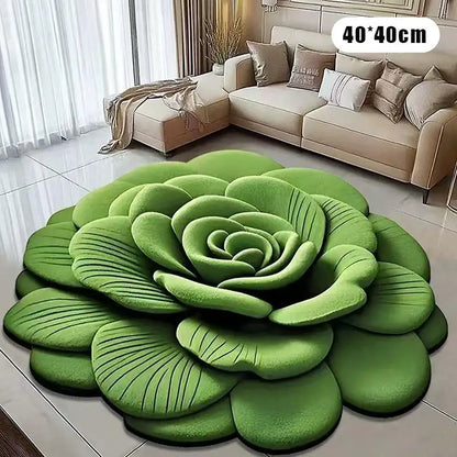 Nouveau tapis de sol en forme de pivoine, doux et durable, 40x40cm, antidérapant et absorbant pour salle de bain