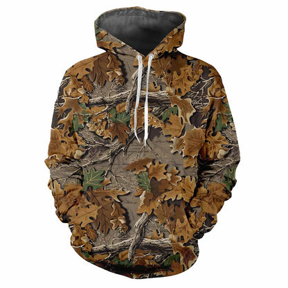 Camouflage chasse animaux en plein air Camouflage printemps et automne hommes à capuche rue tendance ample confortable haut décontracté vêtements