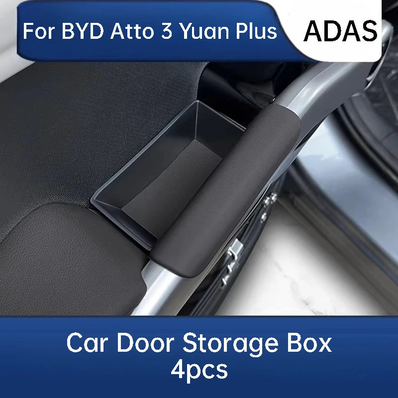 صندوق تخزين لمقبض باب السيارة BYD Atto 3 Yuan Plus ADAS إصدار القيادة الذكية، منظم صينية جلدي، ملحقات داخلية