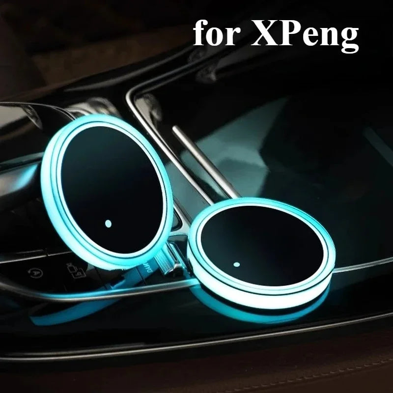 Tapis de tasse avec lumière ambiante pour XPeng Xiaopeng G6 G9 P7 P5 G3 2025 2024 2023, Modification intérieure pour XPeng G6 G9 P7 P5 G3