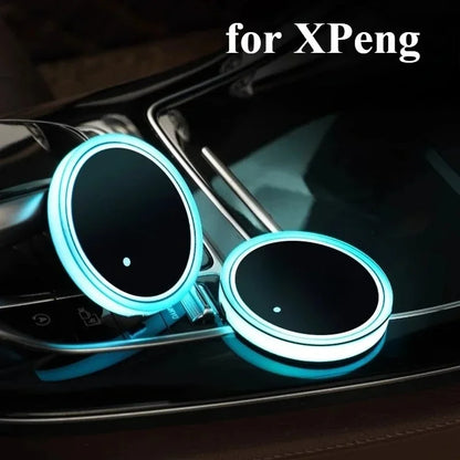 Tapis de tasse avec lumière ambiante pour XPeng Xiaopeng G6 G9 P7 P5 G3 2025 2024 2023, Modification intérieure pour XPeng G6 G9 P7 P5 G3