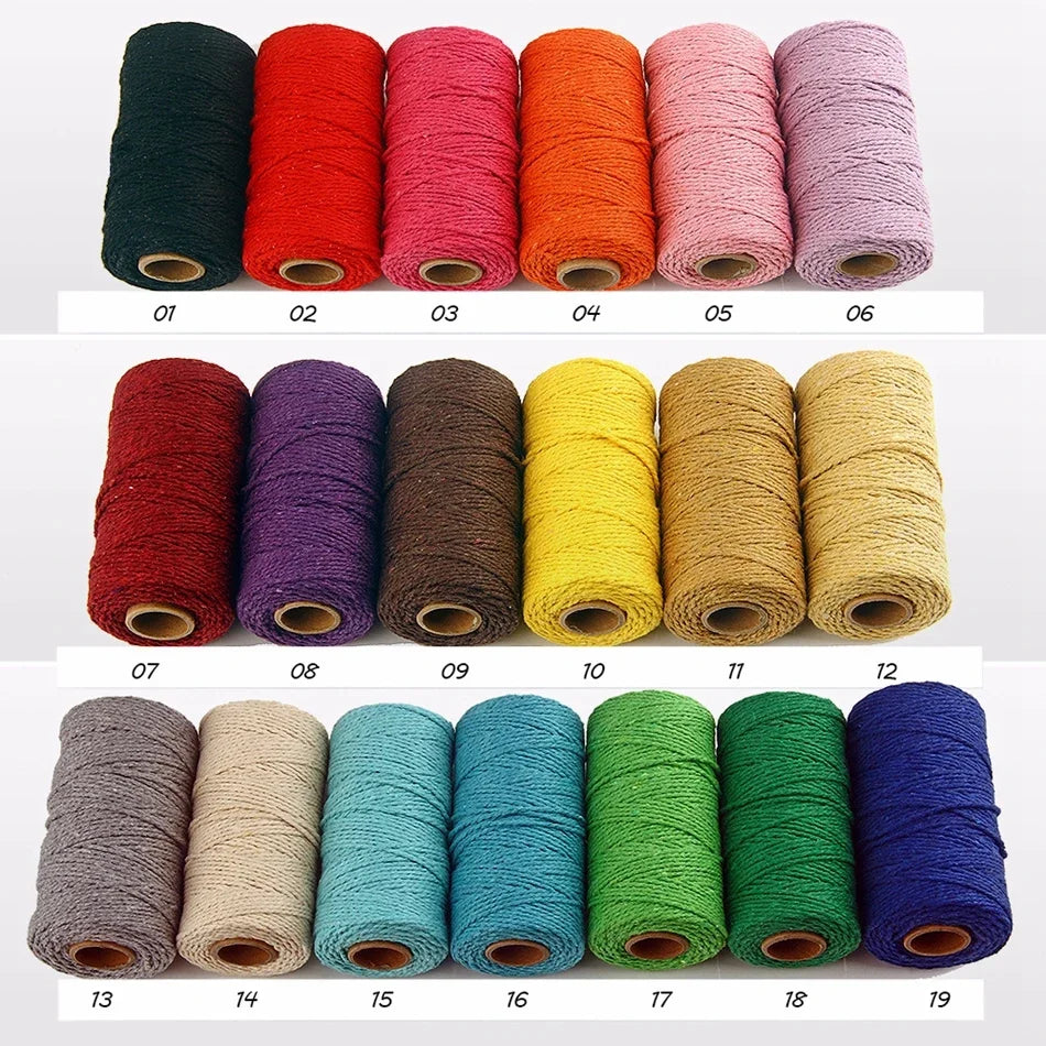 Corde en macramé de 2mm 100M, ficelle de coton, artisanat, couture, tentures murales faites à la main, style bohémien, décoration de maison pour fête de mariage